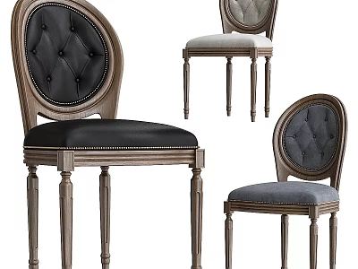 Classic Single Chair With Tufted Backrest Wooden Legs And Various Colors 3d model