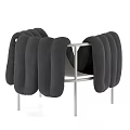 Modern Gray Leisure Chair With Curved Padded Seat And Metal Frame