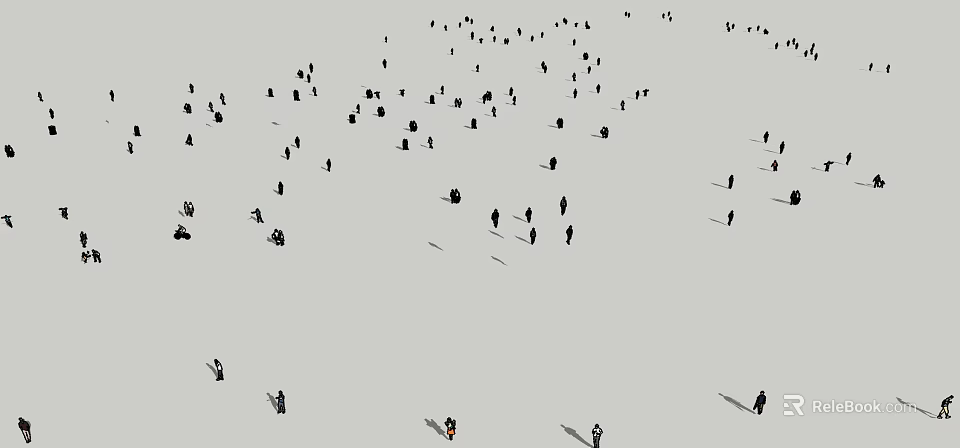 Group of People Walking and Gathering in Open Outdoor Space 3d model 