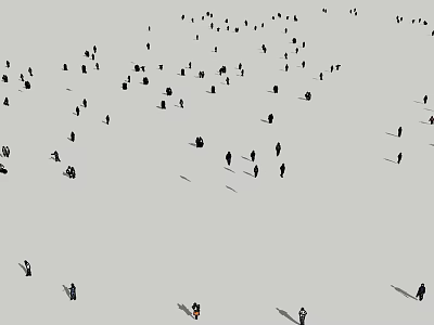 Group of People Walking and Gathering in Open Outdoor Space 3d model