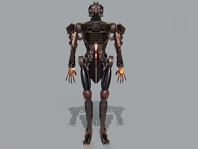 Game Movie Character Mechanical Robot With Detailed Metallic Structure And Humanoid Form 3d model