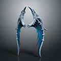 Wing Shaped Decorative Ornament with Blue Gray Skeletal Mechanical Structure for Stylish Home Interior