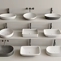 Modern Bathroom Washbasins Collection with Round Square Shapes and White Grey Black Colors