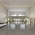 Elegant Hotel Lobby Interior Design With Wooden Accent Wall Gray Flooring And Green Plants
