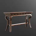 Traditional Wooden Console Table with Carved Ornamental Edging Curved Legs and Gold Accents