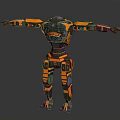 Black And Yellow Mechanical Robot Character With Armor Plates And Mechanical Limbs 3d model