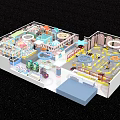 Indoor Playground Layout Design With Various Colorful Interactive Play Equipment 3d model