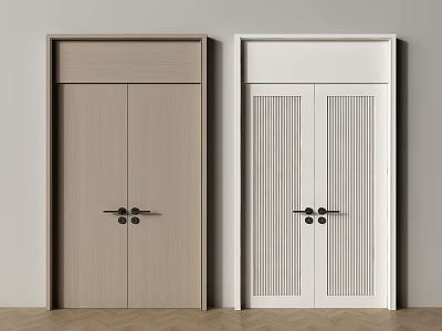 Modern Double Door Double Door Top Door Solid Wooden Door 3d model