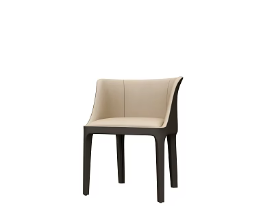 Modern Dining Chair With Beige Upholstered Back And Dark Brown Wooden Legs 3d model