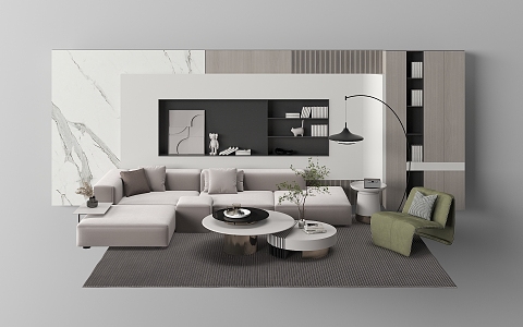 Sofa coffee table combination 3d model