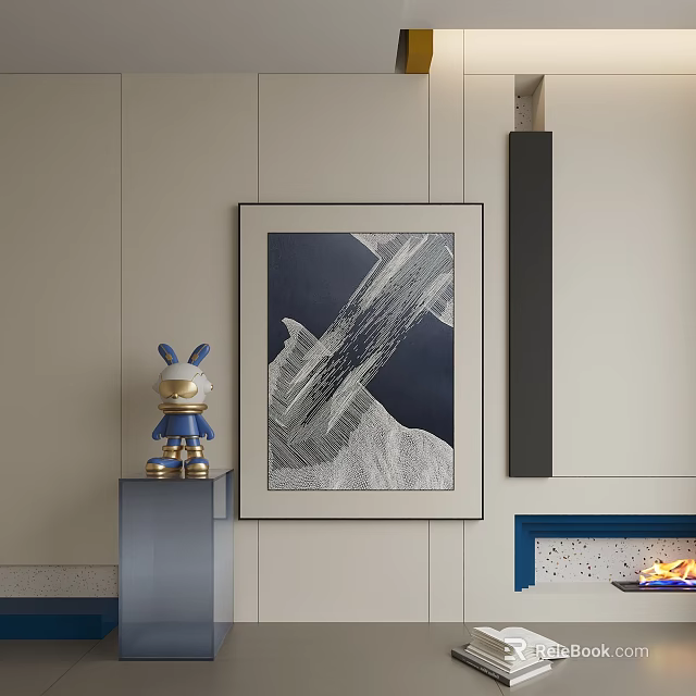 Abstract Landscape Painting In Modern Interior Decor 3d model