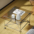 Glass Top Coffee Table With Metal Frame And Modern Design Including Magazine White Kettle