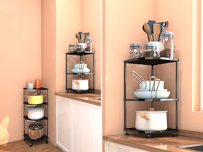 Bathroom Cabinet Rack With Multi Tier Storage For Kitchen Utensils And Jars 3d model