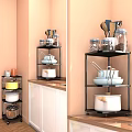 Bathroom Cabinet Rack With Multi Tier Storage For Kitchen Utensils And Jars