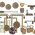 Traditional Handmade Bamboo And Wooden Crafts With Baskets Hats And Furniture