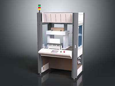 Industrial Automated Testing Device With Control Panel Transparent Window And Red Yellow Green Indicator Lights 3d model