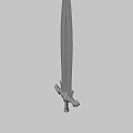 Classic Metallic Sword With Golden Hilt Decoration Red Pommel Against Simple Gray Background