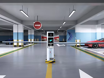 Modern Parking Lot Parking Lever 3d model