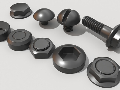 screw nut cylindrical hard surface part 3d model