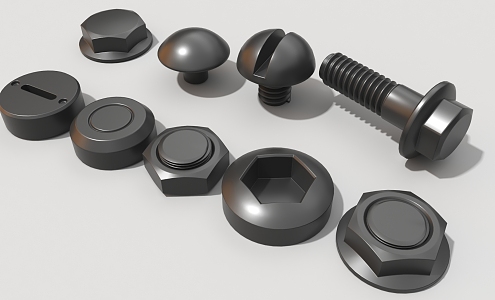 screw nut cylindrical hard surface part 3d model