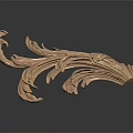 Elegant Intricate Golden Wooden Carving With Scrolls And Leaves Design