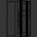 Modern Black Security Door With Glass Panels And Metal Lines