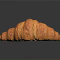 Freshly Baked Croissant With Golden Brown Flaky Layers On Black Surface With Reflection