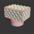 Woman Adorning Transparent Geometric Cube With Polished Metal Base