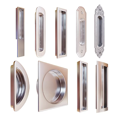 Collection of Various Different Stylish Metal Handles with Modern and Classic Designs 3d model