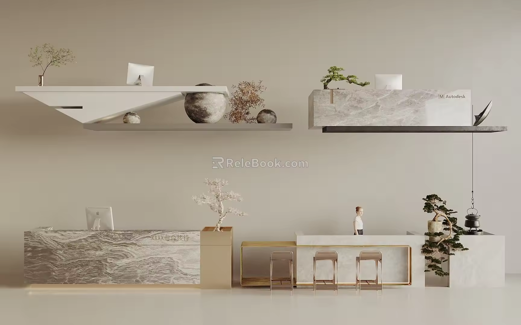 New Chinese Reception Desk Front Desk 3d model