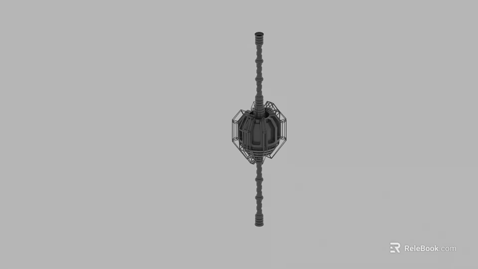 Industrial Mechanical Device With Spherical Core Support Frame And Long Rods 3d model 