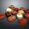 Assorted Chocolate Candies With Various Flavors Different Shapes And Decorative Toppings