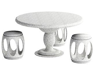 New Chinese style stone table and chair combination 3d model