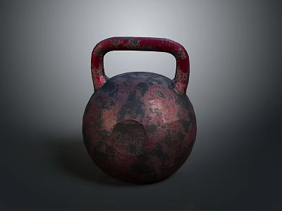 Vintage Cast Iron Kettlebell With Rustic Red Black Finish For Home Fitness 3d model