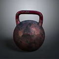 Vintage Cast Iron Kettlebell With Rustic Red Black Finish For Home Fitness