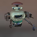Detailed Robot Character With Mechanical Structure Blue Eyes Clawed Arms And Metal Body