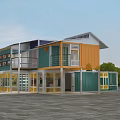 Modern Container Detached Villa With Two Story Colorful Exterior And Balcony
