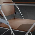 Ergonomic Office Chair With Wooden Back Seat Metal Frame Foldable Side Tray Table