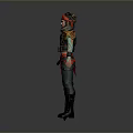 Man Dressed As Pirate With Red Headband Green Tattoos Black Vest And Green Pants