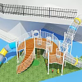 Fun Children's Play Area With Slide Staircase White Railings And Wooden Floor