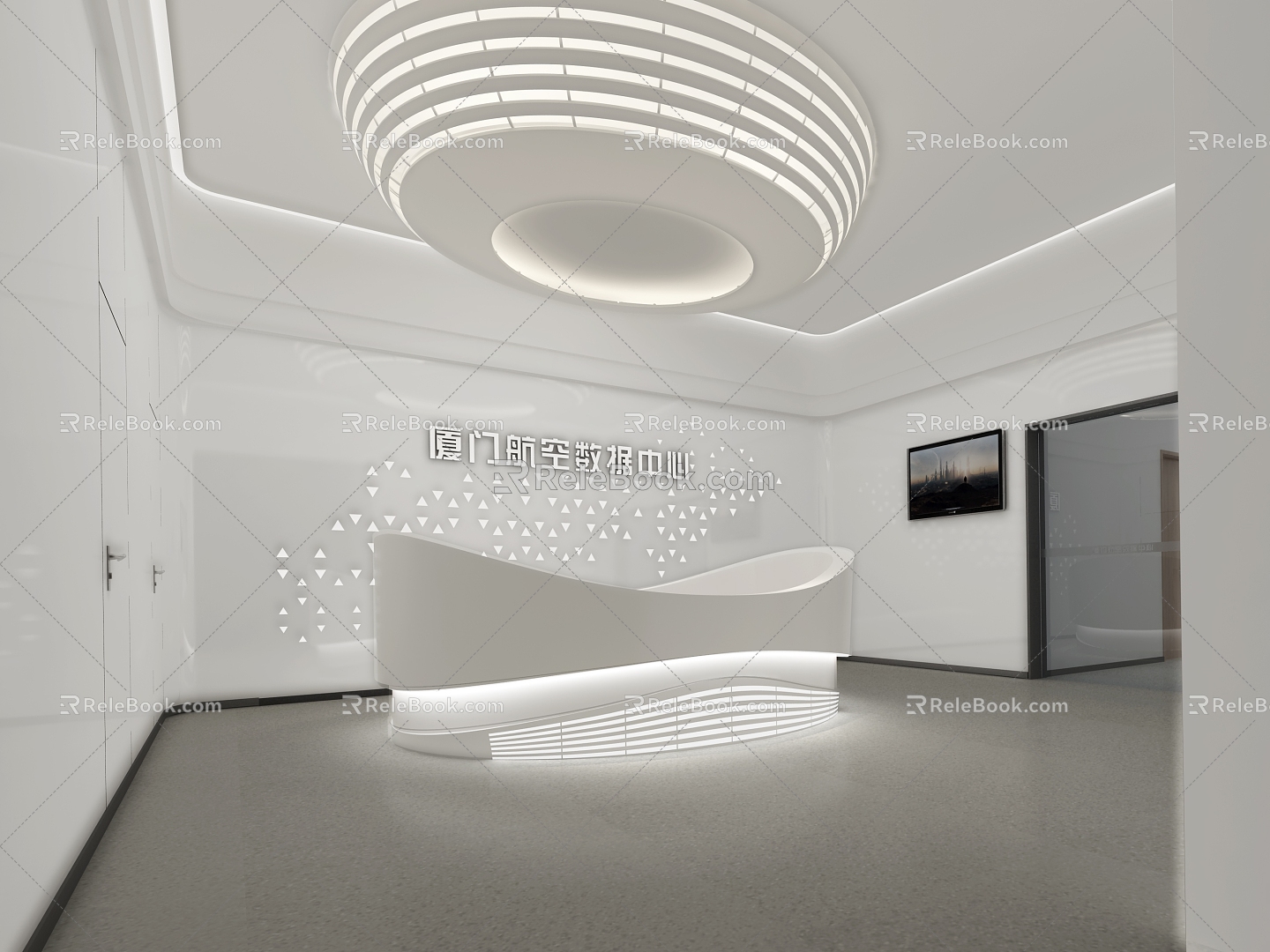 Front reception desk background wall 3d model