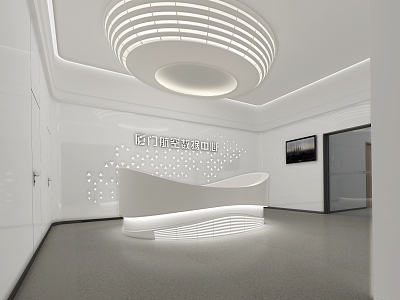 Front reception desk background wall 3d model