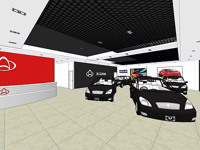 4S Dealership Modern Showroom Interior With New Cars On 3d model