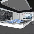 Modern Urban Planning Exhibition Hall Interior With Large Map Wall And Model Display Platform 3d model
