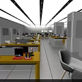Modern Shopping Mall Retail Store with Open Layout Display Tables Chairs Shelves and Products