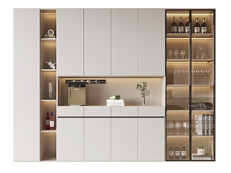 Modern Wine Cabinet Cream Wine Cabinet 3d model