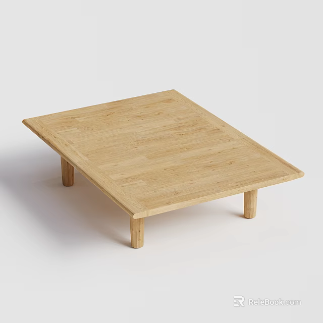 Simple Light Colored Wooden Coffee Table With Square Top And Four Solid Legs Minimalist Design 3d model