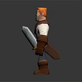 Red Haired Game Movie Character In White Shirt Brown Cloak With Sword Brown Gloves