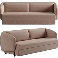 Beige Modern Multi Seater Sofa With Rounded Armrests And Comfortable Design 3d model