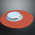 Modern Home Decor Item With Red Textured Circular Base And White Top